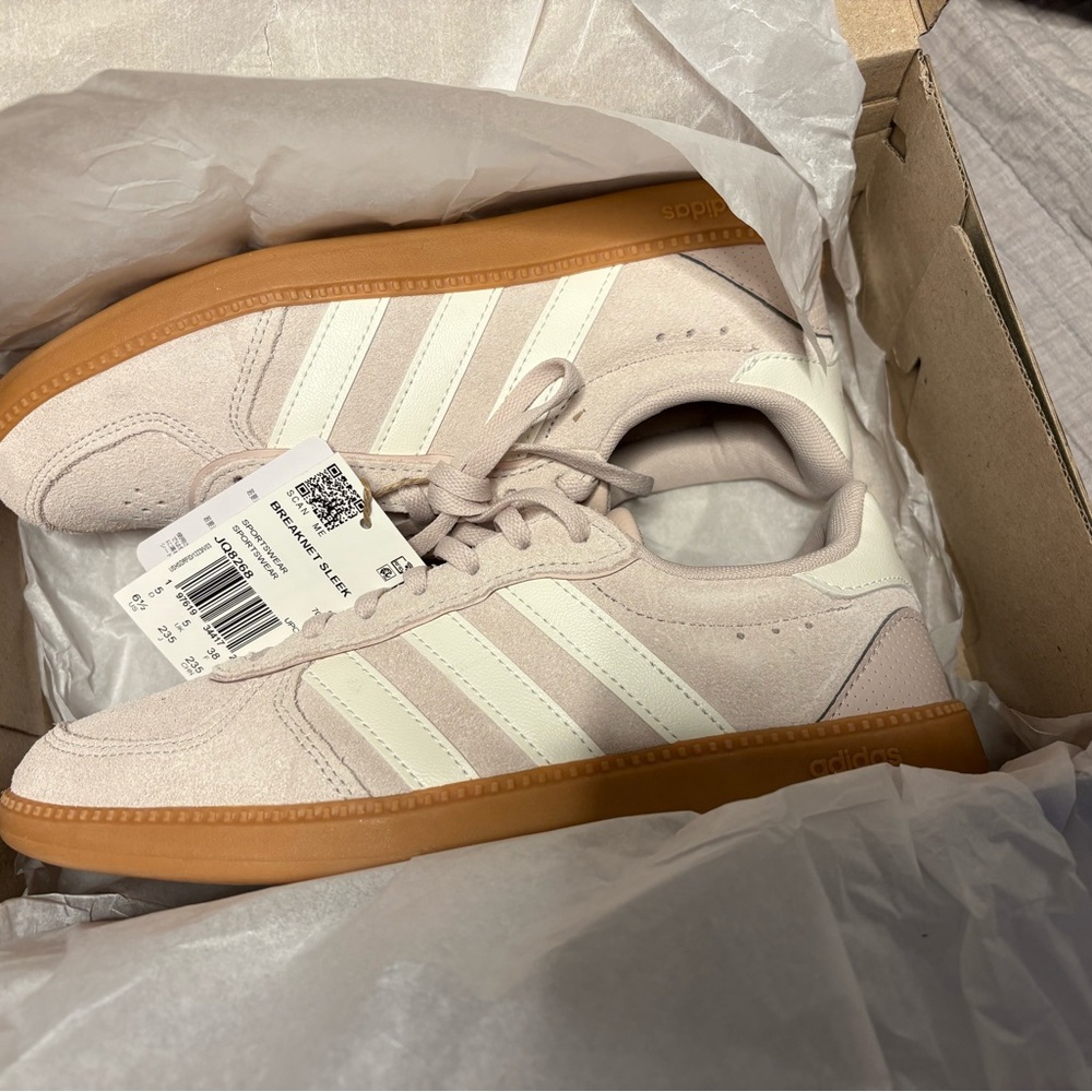 Adidas Womens Mauve and White Sneakers